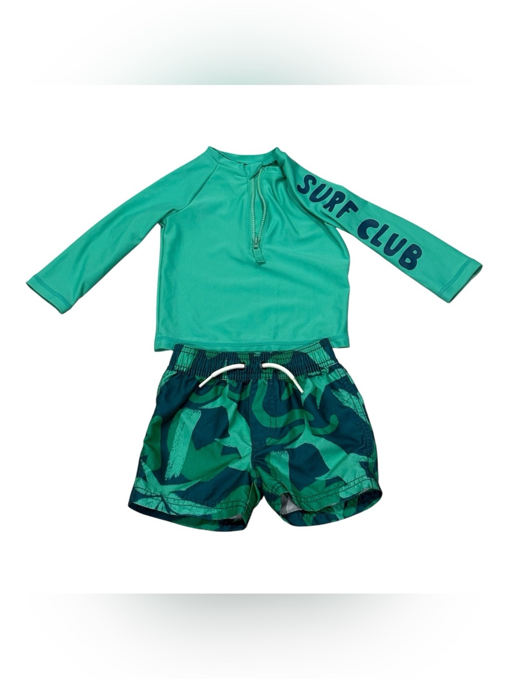 Carter's Teal Surf Club Long-Sleeve Rash Guard & Camouflage Swim Shorts